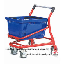 Chariots à provisions de chariot à main de supermarché en métal pulvérisé par plastique